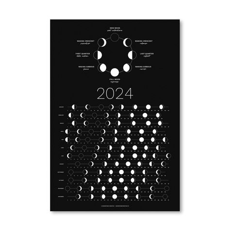 PRICES MAY VARY. TRACK THE MOON - DARK LUNAR CALENDAR 2024 - Decorate your home with this beautiful 12” x 17.75” easy-to-read astrological wall art that displays the monthly moon period for the year 2024. Track the phases of the moon day by day, with each major lunar cycle phase displayed. SHIPS FLAT & READY TO HANG - No need to worry about unrolling or needing to flatten your 2024 moon calendar before displaying! This calendar ships flat and is packed with care to preserve its perfect quality, Celestial Calendar, Lunar Beauty, Moon Phase Calendar, Calendar Poster, Moon Calendar, Lunar Calendar, Moon Poster, Lunar Cycle, Moon Cycles