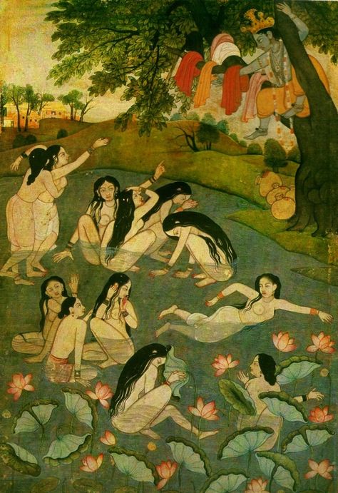 India Painting, 18th Century Paintings, Ancient Paintings, Indian Painting, Krishna Painting, Indian Paintings, Indian Art Paintings, Indian Gods, Hindu Art