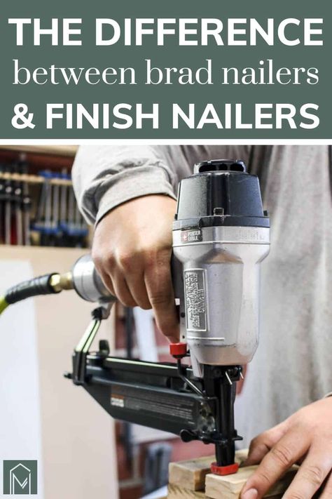 Learn the difference between brad nail guns and finish nail guns so you can select the best tool for your job with the help of difference between brad nailer and finish nailer. #tools #DIY #woodworking #bradnailer #finishnailer #portercable #nailgun Brad Nailer Projects Diy, Kreg Tools, Used Woodworking Tools, Tool Tips, Brad Nailer, Making Furniture, Essential Woodworking Tools, Woodworking Basics, Wood Craft Projects