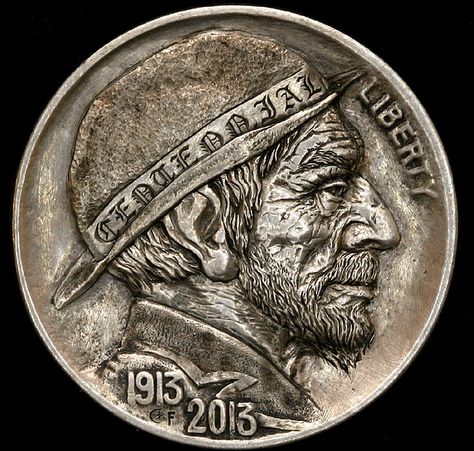 The Engraved Knife, Hobo Nickel, Buffalo Nickel, Engraving Art, Metal Words, Black Spot, Hand Engraving, Collectable Items, Art Forms