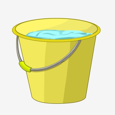 Bucket Illustration, Bucket With Water, Bucket Drawing, Water Png, Soft Broom, Bucket Of Water, Beach Cartoon, Bathroom Cartoon, Mug Drawing