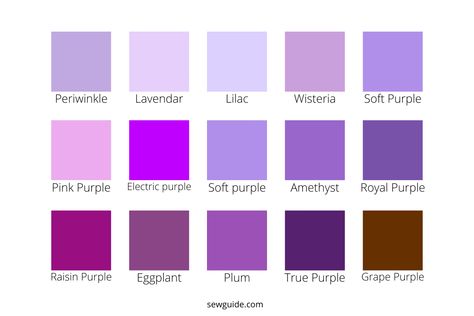 Purple Color Names, Purple Color Combinations, Purple Names, Painting School, Happy Emotions, Visible Spectrum, Purple Bottom, Purple Color Palettes, Purple Suits