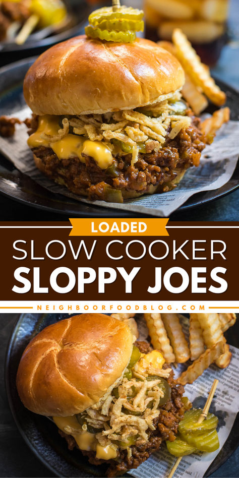 Here's a meat main dish that's gluten-free! It's a homemade sloppy joe recipe in the crock pot. Sweet and saucy with a lot of saucy goodness, these Loaded Slow Cooker Sloppy Joes hit the spot. Your family will love this easy dinner idea! Slopy Joes, Sloppy Joe Recipe Crock Pot, Best Sloppy Joe Recipe, Crock Pot Sloppy Joes, Crockpot Recipes For Kids, Yummiest Food, Slow Cooker Sloppy Joes, Sloppy Joe Recipe Easy, Homemade Sloppy Joe Recipe