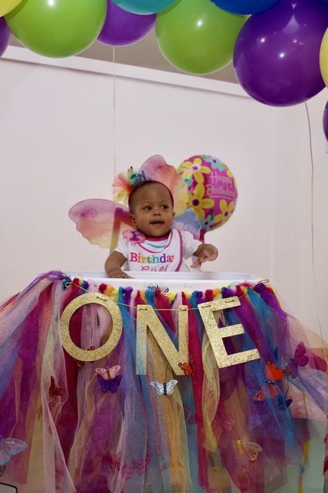 Butterfly 1st Birthday, Birthday Highchair, Rainbow Butterfly, Butterfly Theme, High Chair, 1st Birthday, Butterflies, Rainbow, Birthday