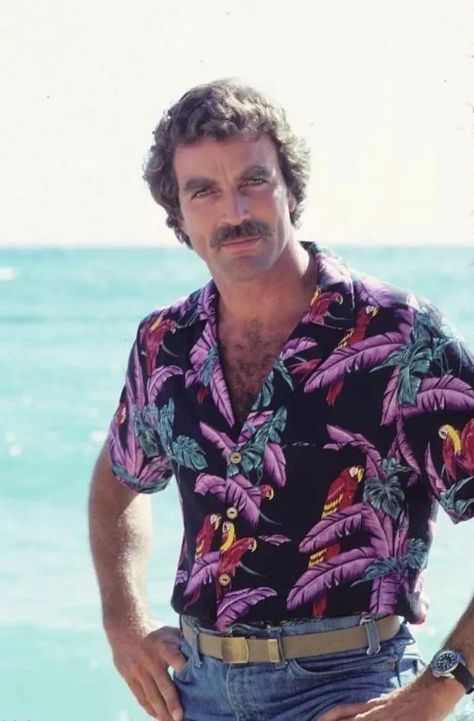 Tom Selleck Magnum Pi, Shirt Yoke, Matching Couples Outfits, Mustache Man, Jesse Stone, Jungle Bird, Preppy Handbook, Jungle Birds, Sam Elliott