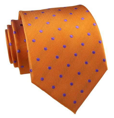 PRICES MAY VARY. Length: 57"/146cm, Skinny Width: 3.15"/8cm, Business classic fashion polka dots patterned regular necktie, suitable for mens teenager and Big boys,Material: care-free microfiber polyester, This Tie Set is suitable for any occasion – work, wedding, date or party. Best gift set for husband, father, boyfriend, brother, groom and groomsmen. Out-style your peers with this bold and dapper purple polka dot tie! It features an uber bright orange background color that the neckwear design Mens Neckwear, Light Blue Dress Shirt, White Dress Pants, Advertising Gifts, Polka Dot Tie, Orange Dots, Blue Shirt Dress, Great Gifts For Men, Orange Background