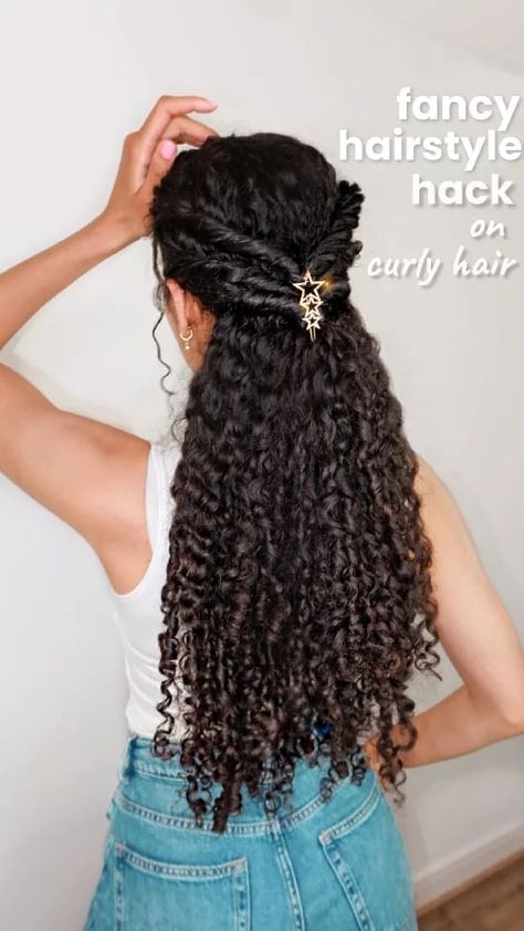 lanasummer on Instagram: Testing this Quick Fancy Hairstyle Hack on Curly Hair! What do you think? This might be my fave yet! Inspo by @poppy_hairstyles #curls… Fancy Hairstyles For Long Hair Half Up, Princess Tiana Hairstyles, Fancy Curly Hairstyles Prom, Occasional Hairstyles, Fancy Hairstyles For Curly Hair, Halter Dress Hairstyles, Natural Curly Hair Hairstyles, Trendy Prom Hairstyles, Poppy Hairstyles