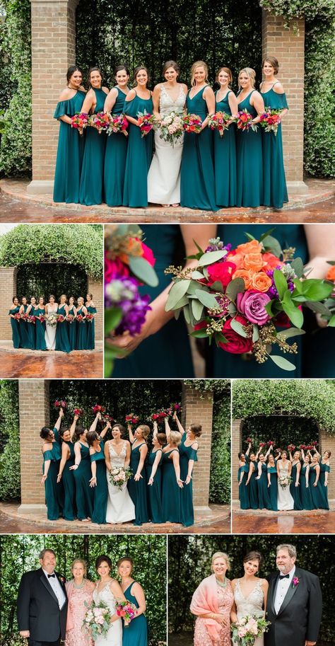 Navy Teal Wedding, Wedding Ideas Bridesmaids Dresses, Wedding Bride And Bridesmaids, Teal Wedding Theme, Dark Teal Weddings, Harley Wedding, Cheers To, Ideas Aniversario, Teal Wedding Colors