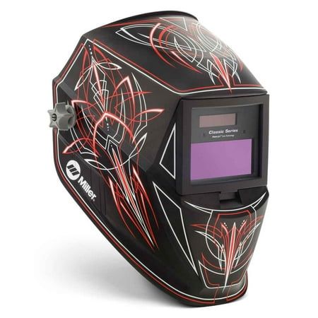 Welding Helmet, ADF Controls Digital, Battery Chemistry Lithium Ion, Battery Life 2,000 hr, Battery Type Disposable Cells, Color Graphics, EN379 Classification 1/1/1/3, Features Adjustable Sensitivity, Auto-On/Off, ClearLight(TM) Lens Technology, Gen 1 Headgear, Three Operating Modes, Two Independent Arc Sensors, Variable Shades, Graphics Rise, Grind Mode Yes, Head Diameter Maximum 25 1/2 in, Head Diameter Minimum 21 1/2 in, Helmet Material Nylon, Helmet Type Auto-Darkening, Helmet Width 8 in Welding Helmet Designs, Miller Welding, Auto Darkening Welding Helmet, Helmet Designs, Electric Welding, Helmet Light, Welding Helmet, Arc Welding, Welding Equipment