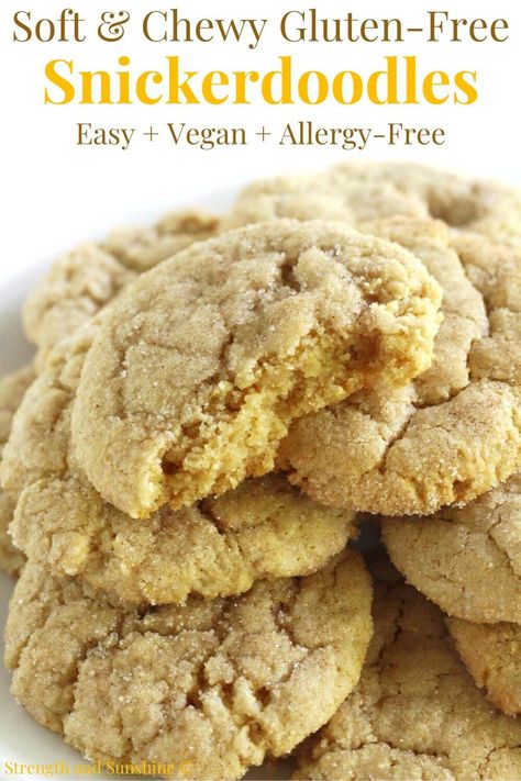 Allergy Friendly Christmas Cookies, Allergy Free Cookies, Gluten Free Snickerdoodles, Clean Sweets, Dessert Book, Gf Cookies, Dairy Free Cookies, Vegan Cookie, Snickerdoodle Recipe