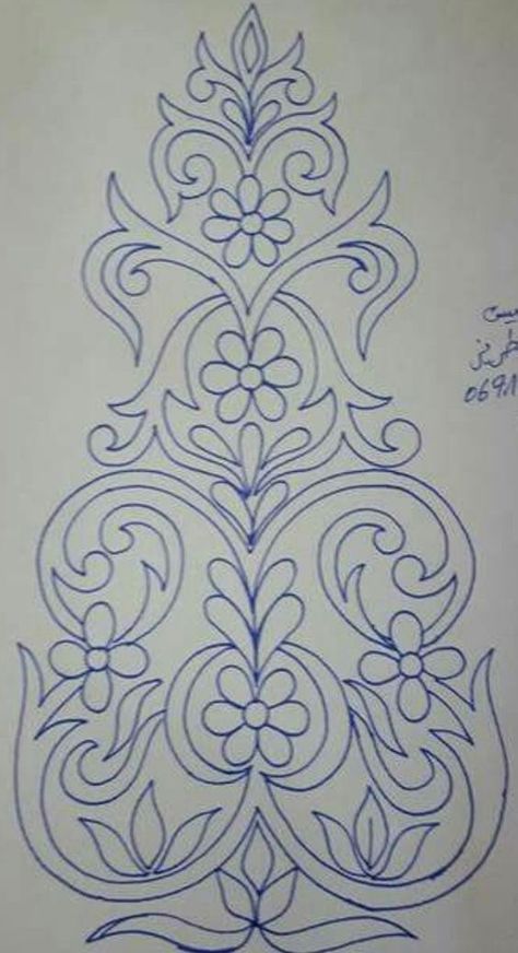 Gold Work Embroidery, Muster Tattoos, Flower Drawing Design, Floral Embroidery Patterns, Border Embroidery Designs, Bead Embroidery Patterns, Pola Sulam, Hand Work Embroidery, Embroidery Neck Designs