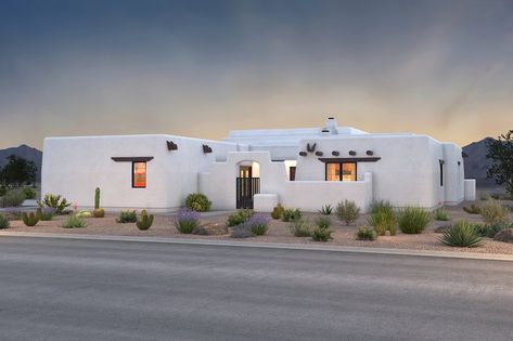 Interior Archways Ideas, Modern Adobe House Exterior, Southwestern Architecture, New Mexico Style Home, Desert Home Exterior, Pueblo Style House, Modern Adobe House, Spanish Style Homes Plans, Adobe House Plans