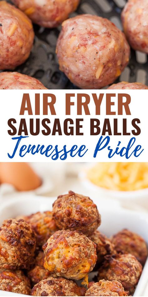 cooked sausage balls in a white dish with cheese and egg in the background Air Fryer Frozen Sausage, Air Fryer Recipes Snacks, Sausage Balls, Air Fryer Recipes Chicken, Cold Appetizers, Healthy Meals To Cook, Fun Easy Recipes, Ninja Foodi, Air Fryer Recipes Easy