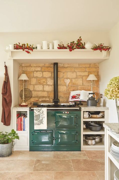 Aga Surround, Green Aga, Aga Kitchen, Inspiring Kitchens, Wren Kitchen, Bakers Kitchen, Sam Wilson, Kitchen Company, Sustainable Kitchen