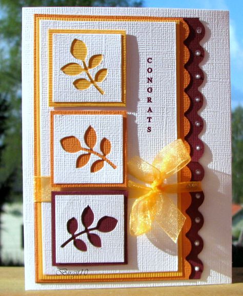 Cards and Paper Crafts at Splitcoaststampers -Change the loopy bow to a masculine knot and make a man's birthday card Leaf Cards, Punch Cards, Fall Cards, Congratulations Card, Paper Crafts Cards, Creative Cards, Paper Cards, Simple Cards, Flower Cards