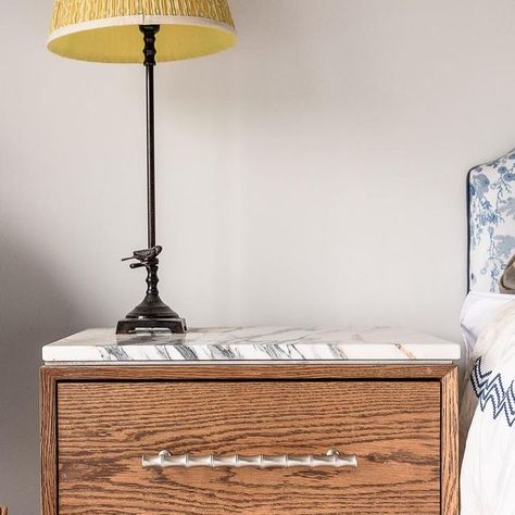 Herringbone on Instagram: "The prettiest bedside table made with stained oak and marble worktop 💗" Pretty Bedside Tables, Hemnes Bedside Table, Marble Worktop, Table Marble, Stained Oak, Hemnes, December 8, Work Tops, Marble Top