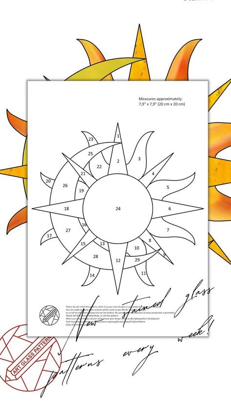 Download PDF pattern to create a stained glass sun and moon window hanging. Perfect for beginners or experienced Moon Window, Diy Stained Glass Window, Stained Glass Sun, Stained Glass Patterns Free, Glass Window Art, Stained Glass Pattern, Stained Glass Ornaments, Glass Art Projects, Stained Glass Diy