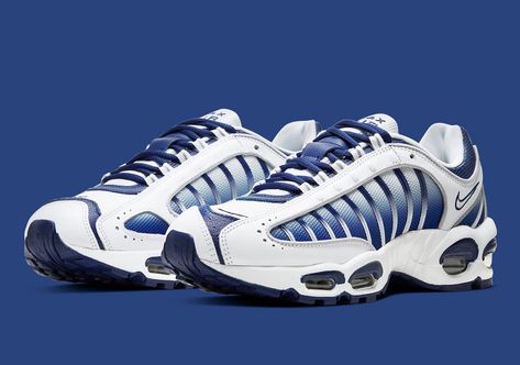 The Late-90s Nike Air Max Tailwind IV Appears In A Classic White And Navy Nike Air Max Tailwind Iv, Nike Air Max Tailwind, Blue Wolf, Air Max Day, Nike Tn, 95 Nike, Deep Royal Blue, 90s Nike, Late 90s