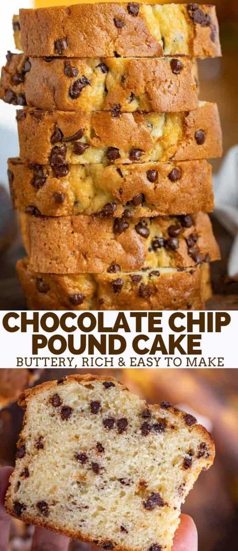 Pound Cake Chocolate Chip, Desserts To Make With Chocolate Chips, Baking Recipes With Chocolate Chips, Chocolate Chip Sweet Bread, Desert With Chocolate Chips, Chocolate Chip Loaf Cake Moist, Baking With Chocolate Chips, Dessert Recipes With Chocolate Chips, Things To Make With Chocolate Chips