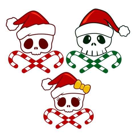 Christmas Skull Pack SVG Cuttable Design Skull Svg Free, Goth Xmas, Holiday Doodles, Cuttable Designs, Cut Crafts, Gift Homemade, Christmas Skull, Scary Christmas, Nightmare Before Christmas Decorations