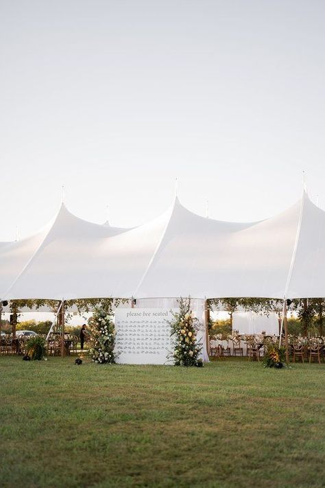 Flower Tent Wedding, Kate Phillips, Sailcloth Tent Wedding, White Tent Wedding, Wedding Entry, Classic Summer Wedding, Hanging Greenery, Tent Decor, Fall Garden Wedding