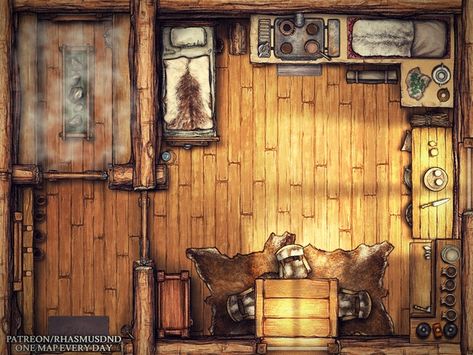 1 Room Cabin, Dnd Stat Blocks, Map Rpg, Survival Clothes, Dnd Dungeon, Building Map, Fantasy Town, Dnd Classes, Battle Map