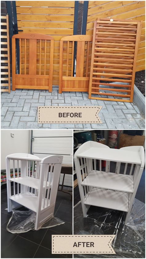 Crib Repurpose Diy Storage, Ideas For Old Cribs, Diy Basinette, Reuse Cribs, Upcycle Crib, Repurposed Crib, Crib Ideas, Baby Crib Diy, Old Cribs