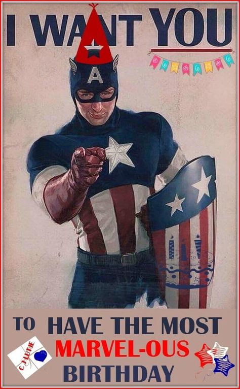 Captain America Birthday by cjlutje on DeviantArt Captain America Birthday, Best Avenger, Happy Birthday Man, America Birthday, Funny Marvel Memes, Happy Birthday Meme, Happy Birthday Funny, Marvel Avengers Funny, Avengers Memes