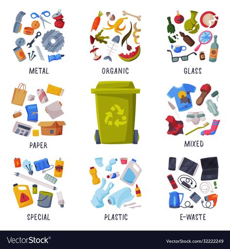 Biodegradable Waste, Garbage Waste, Recycling Activities, Types Of Waste, Merry Christmas Calligraphy, Paper Vector, E Waste, Recycling Sorting, Line Art Vector