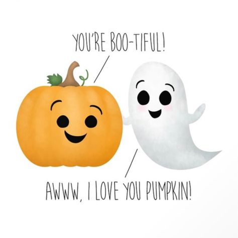 Boo-tiful Couple By A Little Leafy Boo Tiful, Digital Card, Halloween Card, Painted Pumpkins, Calendar Printables, Halloween Cards, Cute Illustration, Pumpkins, Cute Drawings