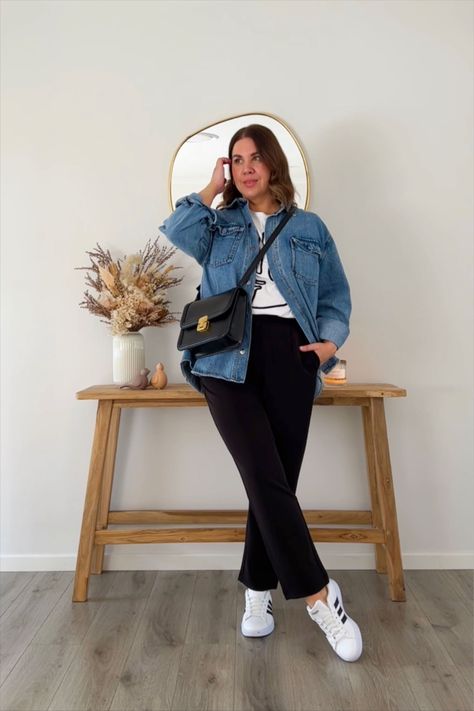 Crew Sock Outfits Women, Crew Sock Outfits, Denim Shacket Outfit, Shacket Outfit, Denim Shacket, Outfit Links, Blazer Outfits For Women, Sock Outfits, Effortlessly Chic Outfits