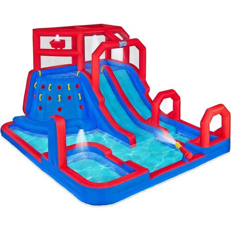 Sunny & Fun Mega Inflatable Kids Backyard Water Slide Park - Blue/Red #water #kidsactivities #summerfun #games. Go for more info 👉https://whispers-in-the-wind.com/top-pool-games-for-kids-fun-and-exciting-water-activities/?kids214 Kids Water Slide, Blow Up Water Slide, Deep Pool, Blow Up Pool, Inflatable Water Park, Inflatable Slide, Pool Games, Kid Pool, Climbing Wall