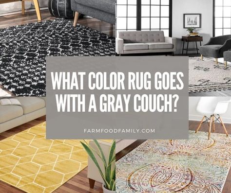 what-color-rug-goes-with-gray-couch Area Rug For Grey Couch Color Palettes, What Color Rug For Gray Couch, Living Room Rugs On Hardwood With Grey Couch, Grey Couch With Rug Ideas, Grey Couch Wood Floors, Rug For Gray Couch Living Room, Rug With Light Grey Couch, Rug Color With Gray Couch, Rugs With Dark Grey Couch