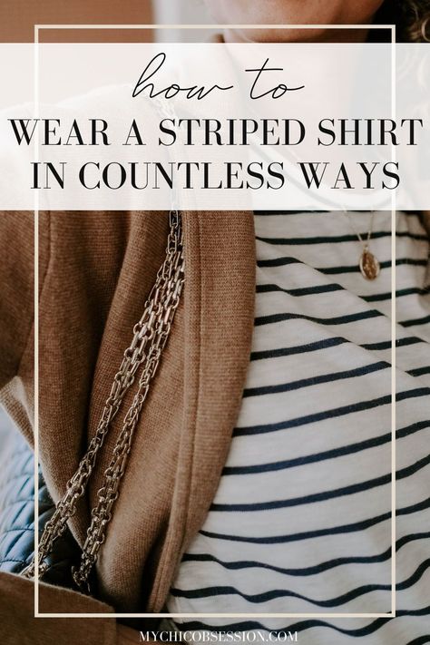 A striped top is a wardrobe must-have for mixing and matching and creating endless chic and classic looks. If you are looking for new inspiration and different ways on how to wear this item, then keep reading for the top chic outfit ideas on how to wear a striped shirt! #loafersoutfit #casualchic #businesscasual #stripedshirtoutfit #stripedtopoutfit Classic Striped Shirt Outfit, Khaki Pants Striped Shirt Outfit, Black Jeans And Striped Shirt Outfit, Style Black And White Striped Shirt, Fall Striped Shirt Outfit, Wide Leg Jeans Striped Shirt, Black White Stripe Top Outfit, White With Black Stripes Shirt Outfit, Fall Short Sleeve Tops