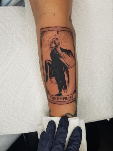 Stevie Nicks Tarot Card Tattoo, The Love Witch Tattoo, Gold Dust Woman Tattoo, Stevie Nicks Tattoo Ideas, Witchy Traditional Tattoo, Wicked Tattoo Ideas, Scarf Tattoo, Stevie Nicks Tattoo, Fleetwood Mac Tattoo