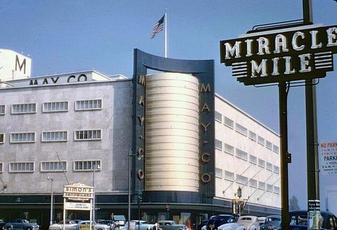 May Co Wilshire Blvd early years 1940's by Patricksmercy, via Flickr  My Grandma used to take me Back to School Shopping Here When I was Little. Miracle Mile, Los Angeles Art, California History, San Fernando Valley, Vintage Los Angeles, Vintage California, Art Deco Architecture, Los Angeles Area, City Of Angels