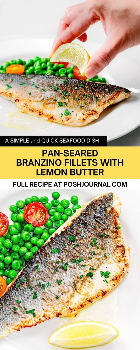 This pan-seared branzino is just so good, seems like everyone young and old is a fan of it! A quick and easy dinner recipe to make on any weeknight or a special day like Valentine's #recipe #fish #branzino Bronzino Recipe, Branzino Fillets Recipe, Bronzino Fish Recipe, Branzino Fish Recipe, Branzino Fish, Branzino Recipe, Filet Recipes, Fish Fillet Recipe, Fish Dinner Recipes