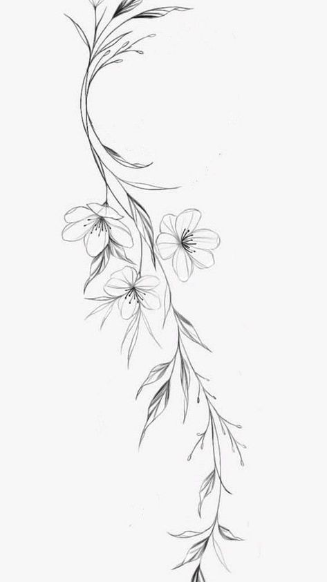 Flower Tattoo Over Scar, Moon And Flowers Tattoo Design, Flower Vine Tattoos, Black Line Tattoo, Crazy Tattoos, Simple Tattoos For Guys, Animal Tattoo Ideas, Vine Tattoos, Small Meaningful Tattoos