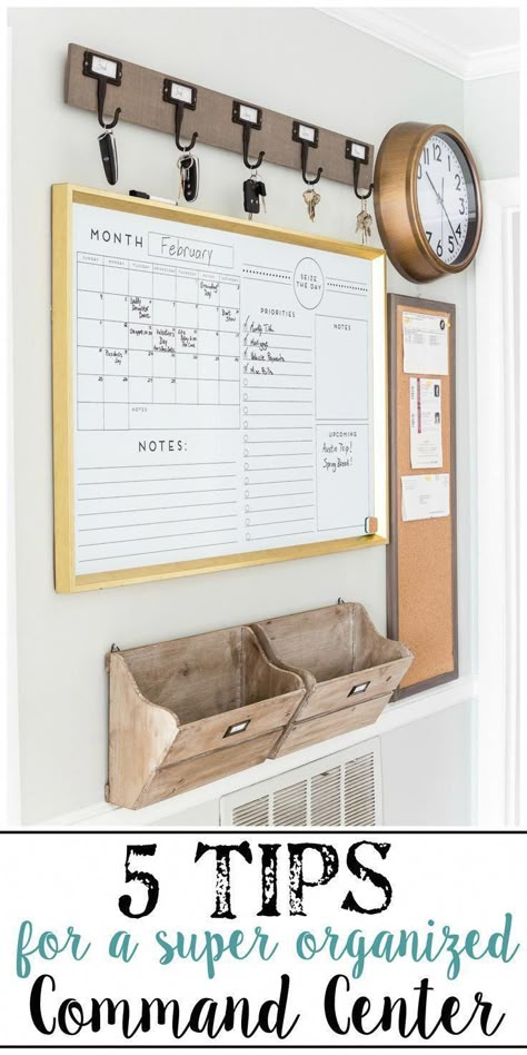 A junk-filled kitchen wall gets a drastic makeover with a simple command center using smart ways to keep mail, schedules, keys, and documents organized.  #commandcenter #organization #mailorganizing #homeorganization Simple Command Center, Organize Bills, Organization Wall, Home Command Center, Family Organization, Wallpaper Minimal, Kitchen Ikea, Family Command Center, Smart Tiles