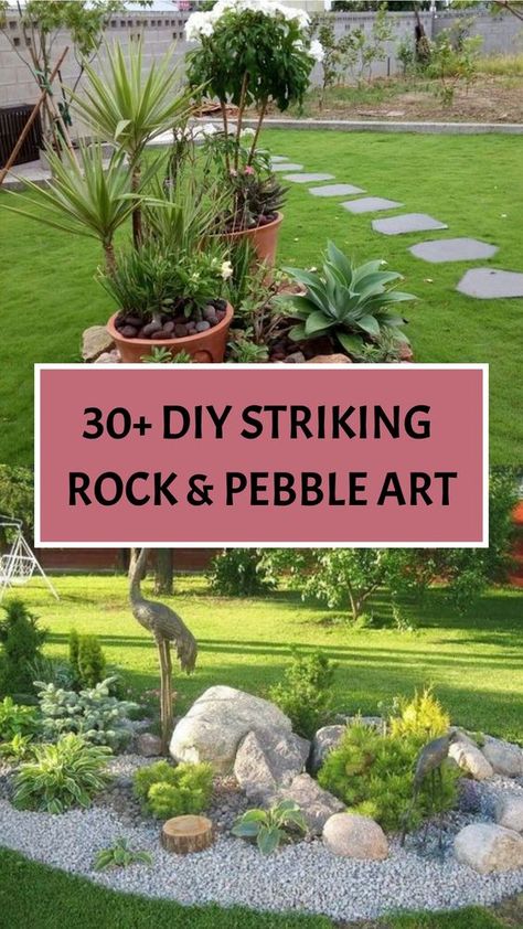 Discover the magic of rock and pebble art with 30 inspiring #DIY Landscaping Ideas! From intricate rock mosaics to charming pebble sculptures, bring natural beauty to your garden. Let your creativity bloom and create a unique outdoor oasis that will captivate all who visit. #RockArt #PebbleArt #GardenDesign #OutdoorLiving Rock Mosaics, Stone Art Diy, Diy Rock Garden, Rock Wall Gardens, Pebble Landscaping, Small Zen Garden, Garden Pebbles, Rockery Garden, Moroccan Garden