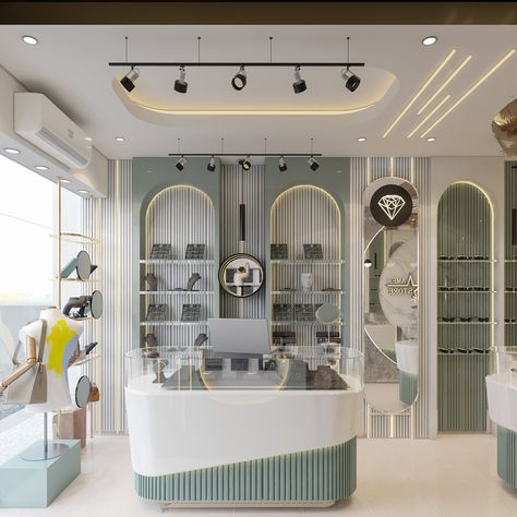 Optical Interior Design, Cosmetic Interior Design, Mobile Store Interior, Cosmetics Design Ideas, Modern Store Design, Cosmetic Shop Design, Jewellery Store Design, Jewelry Shop Design, Kids Clothing Store Design