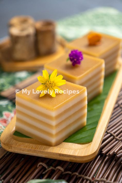 Kuih Lapis Recipe, Nyonya Kuih, Kuih Lapis, Coconut Milk Powder, Thai Tea, Tapioca Flour, Steamed Cake, Melaka, Layered Cake