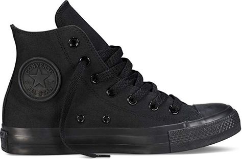 Amazon.com | Converse Unisex Chuck Taylor All Star Hi Top Sneaker | Fashion Sneakers Shoes Converse Black, Converse All Black, Rikki Chadwick, Zapatillas All Star, Simple Sneakers, Converse Leather, All Black Converse, All Star Black, Shoes School