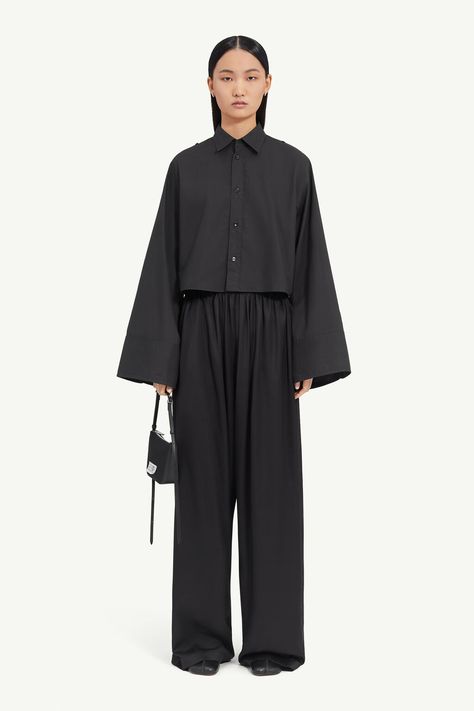 Shirts collection for women | MM6 - Maison Margiela Margiela Shirt, All Black Looks, Cotton Poplin Shirt, Line At, Color Swatch, Mm6 Maison Margiela, Sneaker Brands, Poplin Shirt, Wide Sleeves