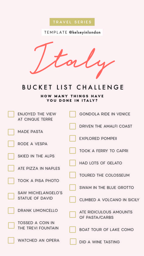 Explore italy Bucket List Challenge, Italy Bucket List, Italian Travel, List Challenges, Ultimate Bucket List, Travel Baby, Travel Destinations Bucket Lists, Bahasa Korea, Going Solo