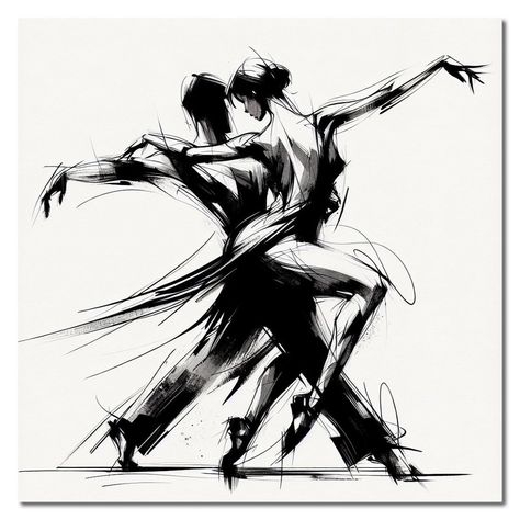 Tango Illustration Dance, Bachata Painting, Dance Drawing, Dancing Drawing, Tango Art, Silhouette Sketch, Dancing Drawings, Cool Pencil Drawings, Dance Poster