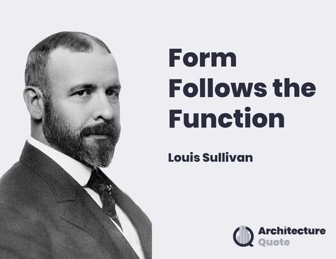 Form Follows the Function, Famous Quote from Famous Architect: Louis Sullivan. In our recent article we Explore Modern Architecture, How it started and what legacy it has left to the world.  #Architecture #modern #modernism #Louissullivan #Architecturequote Form Follows Function Quote, Louis Sullivan Architecture, Architect Quotes, Models Architecture, Jorn Utzon, Louis Sullivan, Concept Models Architecture, World Architecture, Pritzker Prize