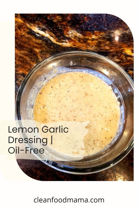 This Lemon Garlic Dressing is oil-free, dairy-free, and a great addition to a plant-based diet. Oil Free Marinade, Oil Free Salt Free Salad Dressing, Salad Dressing Without Olive Oil, Healthy Salad Dressing No Oil, Plant Based Dressing Oil Free, Oil Free Greek Salad Dressing, Oil Free Dressing Vegan, Non Dairy Salad Dressing Recipes, Fat Free Dressing Recipes