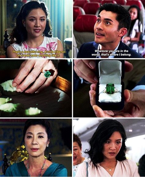 Emerald Ring From Crazy Rich Asians, Crazy Rich Asians Ring, Crazy Rich Asians Wedding, Rom Coms, Best Movie Lines, Cinema Quotes, Crazy Rich Asians, Crazy Rich, Movie Lines