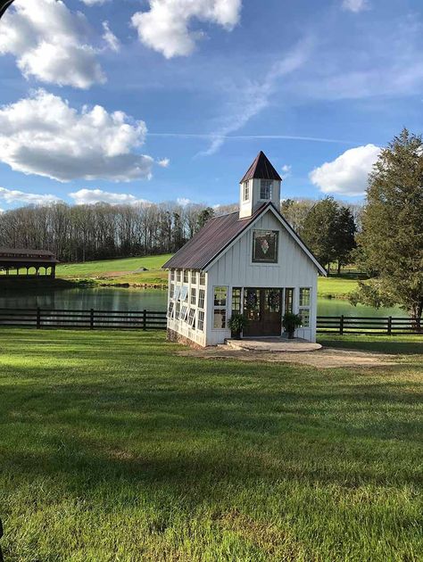 Laccee Meadows Venue – The Chapel Home Chapel Ideas, Tiny Wedding Chapel, Small Chapel Design, Greenhouse Chapel, Small Wedding Chapel, Backyard Chapel, Mini Chapel, Small Chapel Wedding, Small Chapels